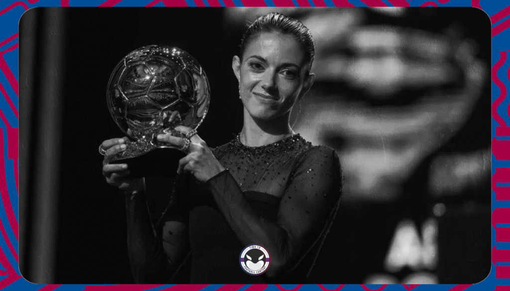 AITANA BONMATI FC BARCELONA PLAYER HOLDING BALLON D'OR