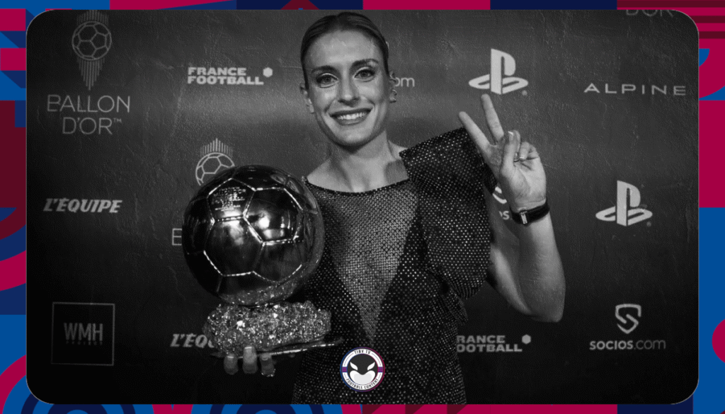 ALEXIA PUTELLAS FC BARCELONA PLAYER HOLDING BALLON D'OR