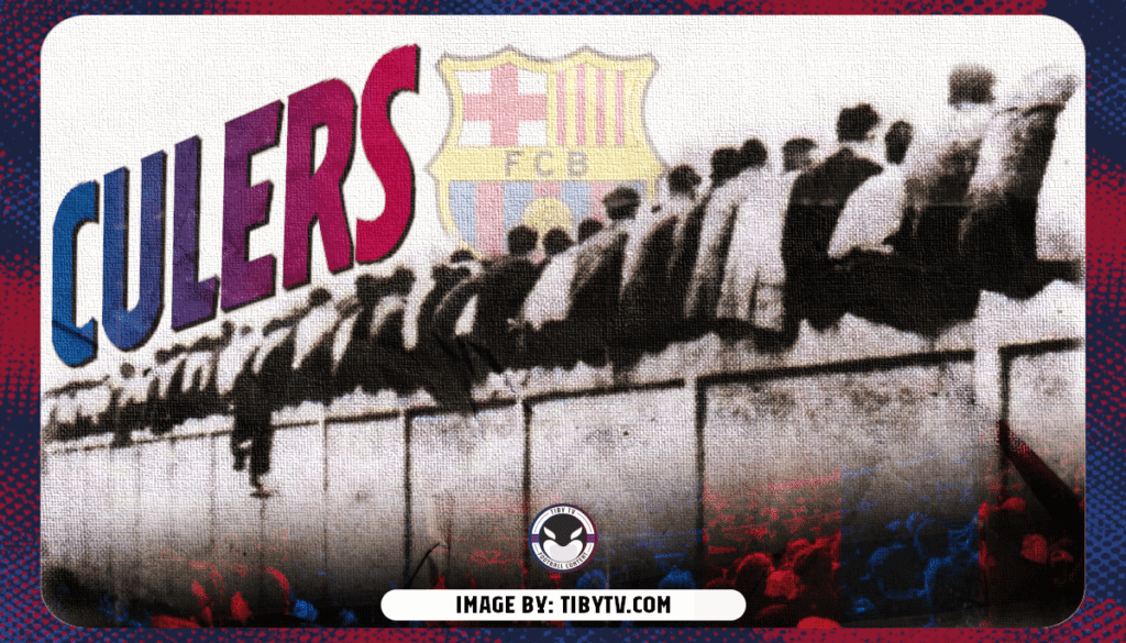 Fc Barcelona in the old stadium setting with their back shown and this is exactly why fc Barcelona fans called Culers